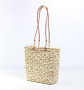 Handmade Woven Handbag Fashion Rattan Bag Cowhide Handle Design Retro Shoulder Bag