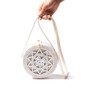 White Round Rattan Women Boho Beach Crossbody Bag Straw Handmade Woven Circle Shoulder Bag