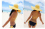 Solid Color Fashion Seaside Sun Visor Hat Large Brimmed Straw Sun Hat Folding Beach Hat