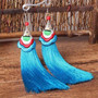 Ethnic Tibet Embroidery Long Tassel Drop Retro Bohemia Handmade Tassel Earrings