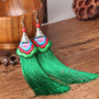 Ethnic Tibet Embroidery Long Tassel Drop Retro Bohemia Handmade Tassel Earrings