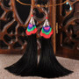 Ethnic Tibet Embroidery Long Tassel Drop Retro Bohemia Handmade Tassel Earrings