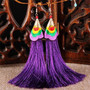 Ethnic Tibet Embroidery Long Tassel Drop Retro Bohemia Handmade Tassel Earrings