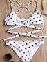 Split Dot Print Swimsuit Sexy Cross Strap Bikini