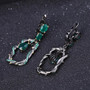 Vintage Drop Natural Green Agate Gemstone Earrings