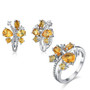 Natural gemstone Citrine Earrings Rings Jewelry set