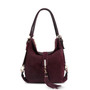 Suede Leather Convertible Handbag Hobo Messenger Bag