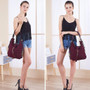 Suede Leather Convertible Handbag Hobo Messenger Bag