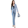 Blue Jacket Blazer Two-piece Pants Suit