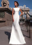 Satin Bateau Neckline Mermaid Wedding Dress With Detachable Train