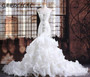 Luxurious Crystals Beaded Organza White Mermaid Wedding Dress