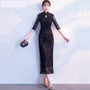 Traditional Black Qipao Sexy Cheongsam Jacquard Chinese Fashion Dress