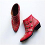 Round Toe Rivet Flower Boots Genuine Leather Ankle Boots