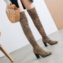 Pointed Toe Slip On Thigh High Heels Knee High Boot