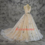 Lace Sequined V-Neck Bridal Wedding Dress