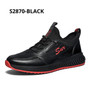 SUROM Black Leather Sneakers Men Breathable Zapatillas Hombre Casual Shoes Male Lace Up Outdoor Flats Sneakers Lightweight
