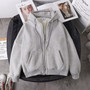 Jacket women solid color hoodies 2020 autumn winter imitation lamb wool korean loose plus velvet thick zipper sweatshirt tops