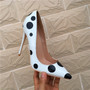 Veowalk Poka Dot Print Women Cute Stiletto High Heels Pumps
