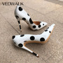 Veowalk Poka Dot Print Women Cute Stiletto High Heels Pumps