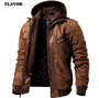 Men's Real Leather Jacket Men Motorcycle Removable Hood winter coat Men Warm Genuine Leather Jackets