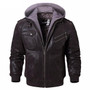 Men's Real Leather Jacket Men Motorcycle Removable Hood winter coat Men Warm Genuine Leather Jackets