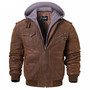 Men's Real Leather Jacket Men Motorcycle Removable Hood winter coat Men Warm Genuine Leather Jackets