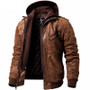 Men's Real Leather Jacket Men Motorcycle Removable Hood winter coat Men Warm Genuine Leather Jackets