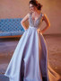 Custom Charming V-neck Sexy Popular A-line Sparkly Ball Gown Long Prom Dresses,PD0095