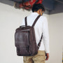 Vintage Men Waterproof Khaki PU Leather Backpack