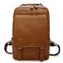 Vintage Men Waterproof Khaki PU Leather Backpack