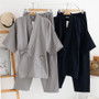 Traditional Men Japanese Pajamas Sets 100% Cotton Simple Kimono Yukata Nightgown