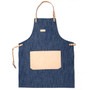 Denim Apron with Large Leather Pocket