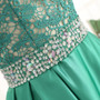New Green Evening Dresses 2019 A-line V-neck Cap Sleeves Beaded Lace Elegant Long Evening Gown Prom Dress Prom Gown