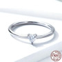 BAMOER HOT SALE 925 Sterling Silver Heart Clear CZ Simple Finger Rings for Women Engagement Wedding Statement Jewelry  SCR498