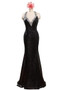 Sexy Black V Neck Backless Long Mermaid Sequin Prom Dresses Sequined Sleeveless Sparkle Evening Party Gowns