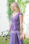 Sexy Purple V-Neck Cap Sleeves Chiffon Bridesmaid Dress Cheap Prom Dress