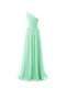 Elegant Mint Green One Shoulder Empire Waist Chiffon Bridesmaid Dress Long Prom Dress