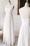 White Spaghetti Straps Ruffles Chiffon Prom Dresses Cheap Bridesmaid Dresses