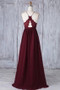 V Neck Sleeveless Backless A Line Chiffon Long Bridesmaid Dresses