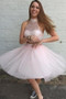 Two Pieces Pink Tulle Short Beading Dress Prom Gowns Homecoming Dresses,AD667
