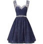 Gorgeous A Line Straps Knee Length Lace With Beading Homecoming Dress M484