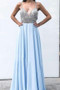 Flossy Spaghetti Straps Prom Dresses A Line Formal Party Dress with Beading P958