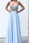 Flossy Spaghetti Straps Prom Dresses A Line Formal Party Dress with Beading P958