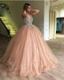 Gorgeous Deep V Neck Prom Dress Tulle Ball Gown with Beading P898