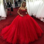 Sparkly Red Ball Gown Sweetheart Off Shoulder Prom Dress with Sequins P890