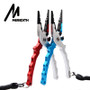 Aluminum Fishing Pliers Hook Remover Braid Line Cutting and Split Ring with Coiled Lanyard and Sheath