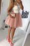 Layers Lace Appliques Short Prom Dress, Cute Sleeveless Homecoming Dress HCD79