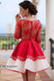 Charming A Line Sheer Back Homecoming Dress,Long Sleeve Appliques Short Prom Dress, HCD93