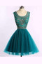 Green Scoop Homecoming Dresses,Sleeveless Open Back Beading Short Prom Dress HCD156