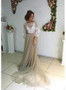 A Line Sweep Train Jewel Neck Long Sleeve Appliques V Back Evening/Prom Dress P58